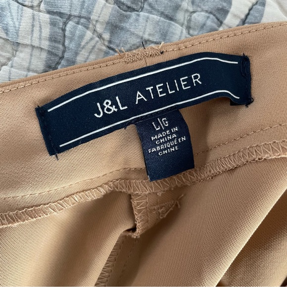 J&L ATELIER Pleated Straight Leg Trousers High Waisted Large / Size 12 NWOT - Picture 5 of 6
